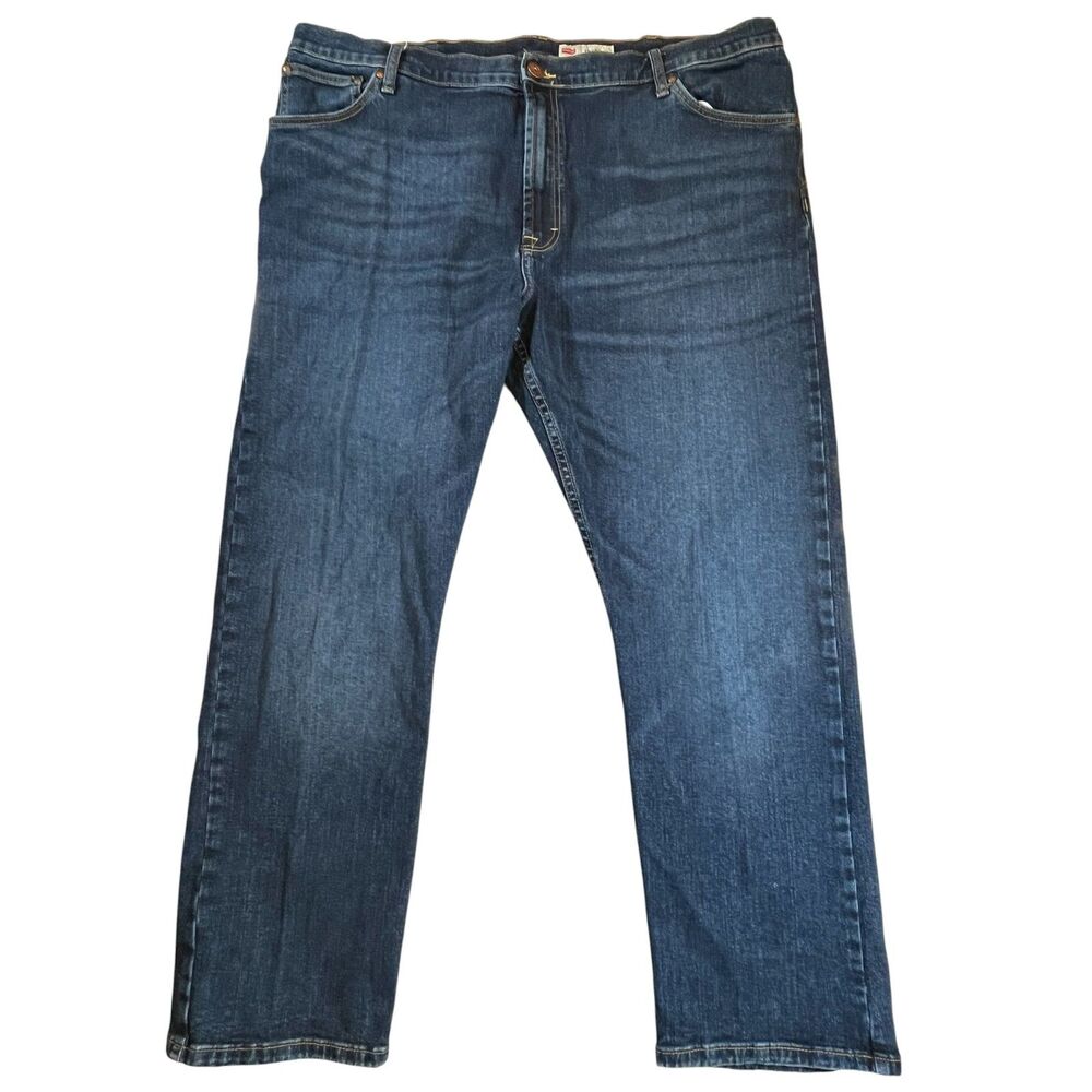 Wrangler Straight Fit Jean Men 40x30 Dark Wash Stretch Denim 99 Cotton 1 Spandex